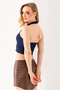 Women's Corded Vest - Halter Neck, Button Closure and Navy Blue 25Y 2425 - 8