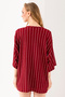Women's Half Sleeve Striped Wrap Kimono Claret Red - 254406 - 5