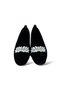 Women's Stoned Buckle Suede Ballerinas BLACK - SILVER - 7