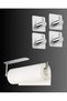 Stainless Steel Adhesive Paper Towel Holder and 4Pcs Bathroom Hanger Set - Instant Easy Mount - Inox