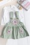 Floral Cat Embroidered 100% Cotton Baby Girl Salopet Dress Gilet
