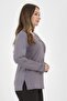 Women's Middle Age and Above Viscose Spiral Pattern Stone Embroidered Lycra Gray Mother Combed Cotton Blouse - 2