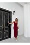 Sandy Midi Length Dress with Slash Neck Thin Straps Side Slit Lightweight A-Line Skirt - 7