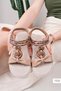 Fashion Anatomical Orthopedic Sole Stone Luxury Evening Dress Casual Women's Sandals Beige.