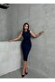 Women's Navy Blue Tulle Sleeveless Dress - 3