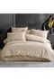 Clasy Double Striped Satin Duvet Cover Set Beige