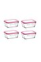 Fresco Pink Lid 4-Piece Storage Container Breakfast 400cc Frs-237 - 3