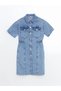 Lcw Kids Blue Short Sleeve Girls Jean Shirt Dress