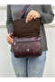 Genuine Leather Medium Size Claret Red Crossbody Bag - 3
