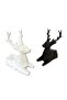 2Pcs Dual Seated Deer Figurine - White & Black