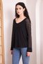 Women's One-Shoulder Wide Collar Sleeves Tulle Striped Detail Loose Long Sleeve Stylish Blouse 700-K5590209 - 3