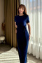 Tie-Up Navy Blue Midi Modal Dress - 4