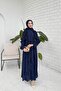 Dark Blue Pleated Detail Dress 32-3027-1 - 3