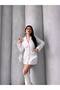 Trend Women's Gold Snap Detailed Design Long Blazer Jacket - 4