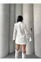 Trend Women's Gold Snap Detailed Design Long Blazer Jacket - 7