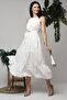 Ecru Halter Neckline Belted Dress - 3