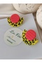 Yellow & Fuchsia Leopard Pattern 80S Theme Color Handmade Earrings Oldies but Goldies Steel Earrings - 6