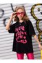 Kids Pink Love's Printed Oversize Black Girls' T-shirt - 4