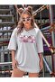Oversize T-shirt with 3 Glasses of Beverage Print - 3