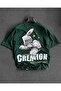 Niruisos Astronaut Rabbit Printed Oversize Crew Neck T-shirt