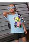 Girl's Colorful Teddy Bear Printed Oversize Crew Neck Cotton T-shirt - 5