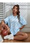 Plus Size Baby Blue California Printed Oversize T-shirt