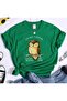 Plus Size Green Owl Design Printed Oversize Cotton Combed T-shirt