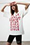 Plus Size Addict Style Printed White Oversize T-shirt - 2