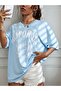 Plus Size Baby Blue California Printed Oversize T-shirt - 6