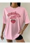 Pink Strawberry Milk Printed Oversize T-shirt - 5