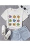 Colorful Daisy Printed Oversize Crew Neck Cotton Children's T-shirt