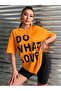 Plus Size Orange Oversize Do What You Love Printed T-shirt - 6