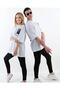 Plus Size Signature And Flower Printed Oversize Cotton Unisex T-shirt - 5