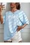 Plus Size Baby Blue California Printed Oversize T-shirt - 3