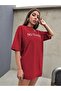 Plus Size Red No' Thanks Printed Oversize T-shirt - 5