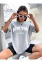 Plus Size U.s.a Women's New York Printed Oversize T-shirt