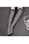 Special Series Women's Extra Long Black White Black White Striped Knee High Socks