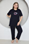 Plus Size Lycra Ring Viscose Short Sleeve Summer Pajama Set - 2