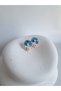 Blue Sea and Flower Detailed Pearl Earrings - 8