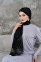 Black Crepe Chiffon Fabric with Hand Embroidery, Long Lez Lace, and Luxurious Shawl with Stones.