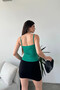 Women's Green Rope Strap Blouse with Flywheel Detail - 5