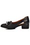 Opia Genuine Leather Comfort Orthopedic Women's Low Heeled Shoes Black - 4