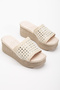 Women's Wedge Heeled Stone Braided Slippers - 2