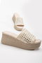 Women's Wedge Heeled Stone Braided Slippers - 3