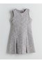 Lcw Kids Gray Crew Neck Ribbon Detailed Girl's Dress