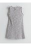 Lcw Kids Gray Crew Neck Ribbon Detailed Girl's Dress - 2