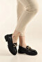 Women's Thick Sole Loafer Moccasin Shoes Gold Thick Chain - 3
