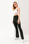 Women's High Waist Spanish Leggings Diver Fabric Leggings Black - 5023 - 3