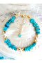 Blue coral natural stone anklet with sea star - 4