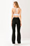 Women's High Waist Spanish Leggings Diver Fabric Leggings Black - 5023 - 4